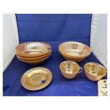 Fireking Peach Luster Bowls - Cups - Saucer