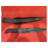Large straight blade knife w/sheath