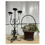 Metal Candle Riser 20'H - Wicker Basket w/Picks