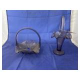 2 - Fenton Purple Glass Baskets