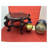 Oriental Cobalt Vase - Lamoges Painted Egg