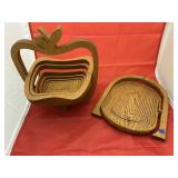 2 - Wooden Collapsible Fruit Baskets