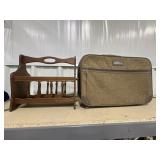 Wood Magazine Rack As Is & Jordache Suitcase