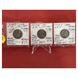 1944 PDS (3) ï¿½War Nickelï¿½ Silver Rare Short Run Se