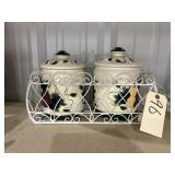 20 - P.Silkotch Pottery Canisters w/Metal Rack