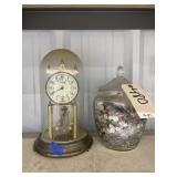 Clear Glass Canister w/Lid & Buttons & Clock