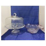 Crystal Cake Stand w/Dome Cover & Bowl