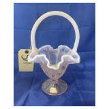 Fenton Pink Painted Glass Basket