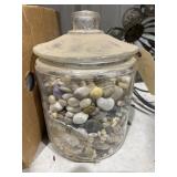 Clear Glass Canister w/Assorted Rocks