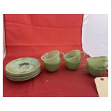 7 - Fireking Saucers & 6 Jadeite Cups