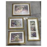 4 Pcs - Gold Framed Wall Art 17'x21'