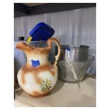 Porcelain Water Pitcher - Stainless Mixer Bowl