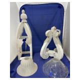 2 Pcs Wooden Dï¿½cor - Clear Crackle Glass Bowl