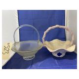 Clear Glass Basket & Porcelain Pink Basket