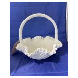 Fenton Hobnail Milk Glass Basket