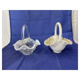 Opalescent & Milk Glass Hobnail Baskets