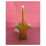 Amber Etched Glass Basket
