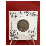 1914 Buffalo Nickel Rare Early Semi-Key Date F15
