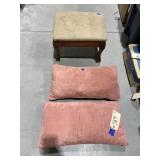 2 Throw Pillows & Foot Stool
