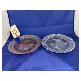 Pink Glass Divided Plate & Clear Glass Plate