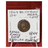 1864 BR Indian Head Cent Rarer Early Date G6