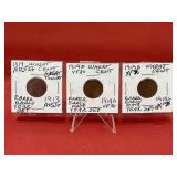 1919 PDS (3) Wheat Cents Rarer Early Year Set VF30