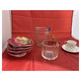 4 - Apple Snack Plates - 2 Clear Glass Canister