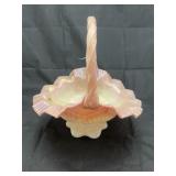 Fenton Pink Iridescent Basket