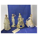 4 Pcs Figures - Porcelain & 1 Musical