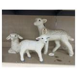 3 - Porcelain Lambs - 1 has ear broken - As Is