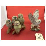 2 - Owl Porcelain Figurines