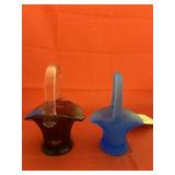 Westmoreland Blue Satin Basket & Glass Basket