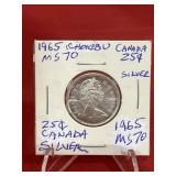 1965 Canadian 25 Cents Silver MS702