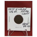 1875 Indiand Head Cent Rare Semi-Key Date VG10
