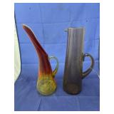 Kanawha Crackle Glass Ewer & Purple Ewer