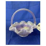 Fenton Pink Iridescent Glass Basket