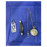 Pocket Watch - Keychain - 3 Blade Folding Knife