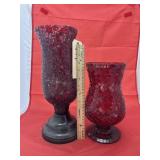 2 - Red Mosaic Hurricane Vases
