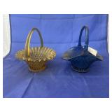 Blue & Amber Glass Baskets