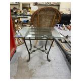 Glass Topped Metal End Table 26'x26'x21'