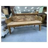Wood Carved Bench 50'L - As Is