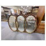 Gold Framed 3-Oval Wall Mirror 61'L x 41'H