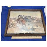 Framed Wild West Print 'Bronc to Breakfast'