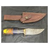 Damascus Steel 4' Fixed Blade Knife