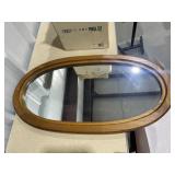 Oval Wood Framed Wall Mirror 35'x19'