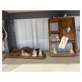 2 Wood Shelves w/Figurines 17' & smaller