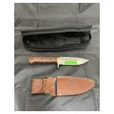 Rocking H 4' Fixed Blade Knife w/Leather Sheath