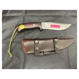 Ipak 5-1/2' Fixed Blade Knife w/Leather Sheath