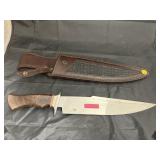12' Fixed Blade Bowie Knife w/Leather Sheath