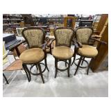 3- Swivel Bar Stools w/Cushions & Backs 30'H